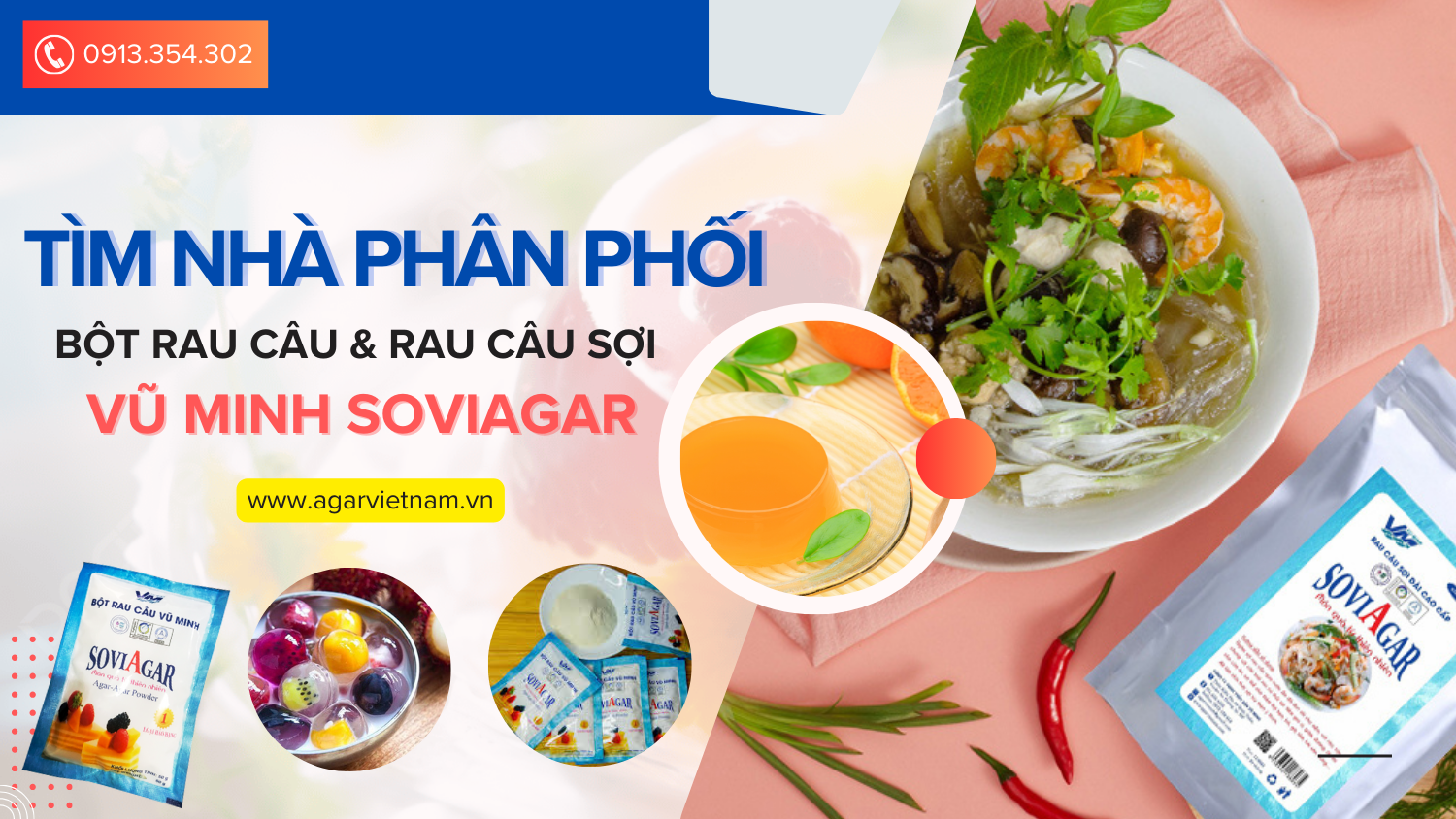 Cơ Hội Hợp Tác: Tìm Nhà Phân Phối Bột Rau Câu, Rau Câu Sợi Nguyên Chất Vũ Minh Soviagar