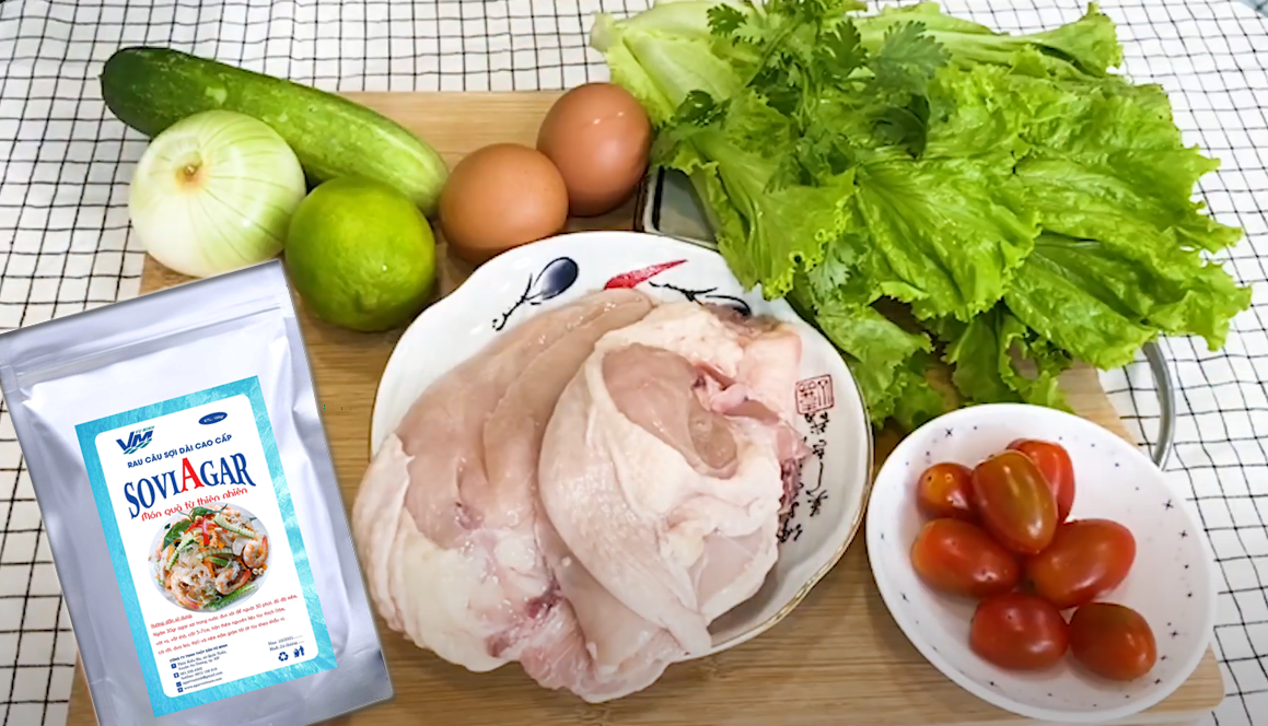 Nguyên liệu làm món salad rau câu sợi thơm ngon- Agar Việt Nam Vũ Minh