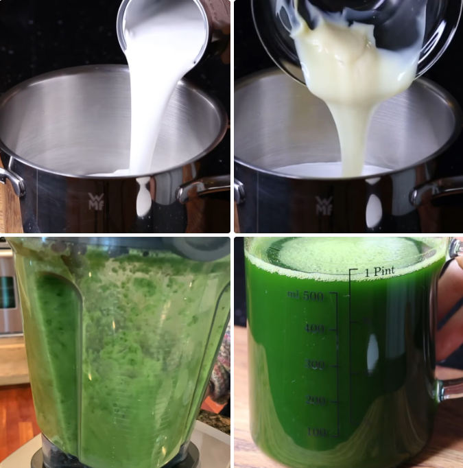 Pha sữa dừa và lọc nước lá dứa