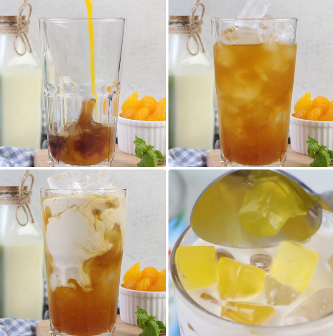 Hoàn thành trà sữa thạch cam