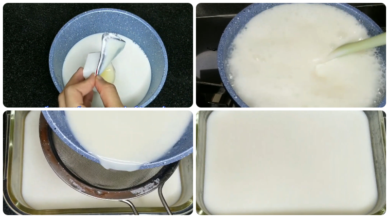 Nấu và đổ lớp rau câu sữa