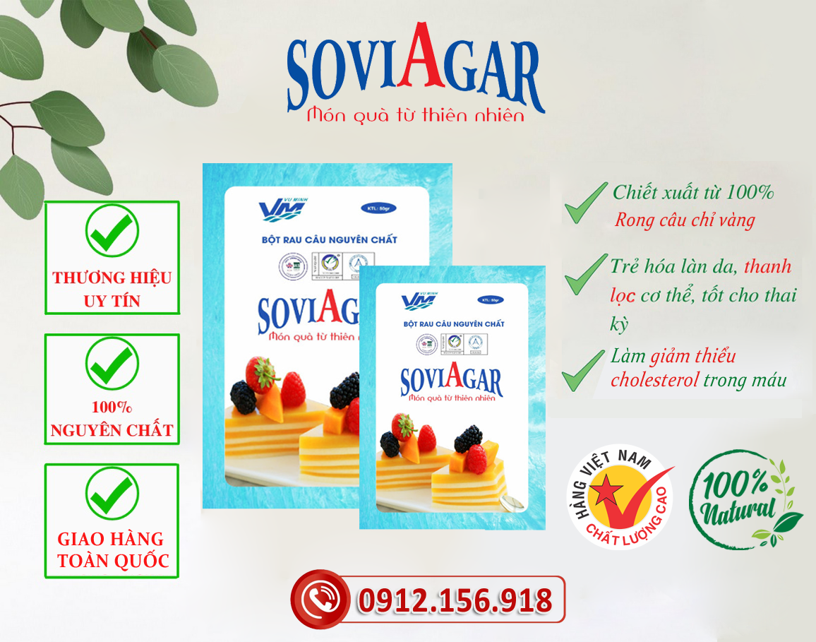 Bột rau câu Vũ Minh SoviAgar đạt chứng nhận ISO 22000 và HACCP cho chất lượng sản phẩm