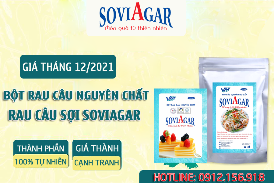 Giá bột rau câu nguyên chất, rau câu sợi tháng 12/2021