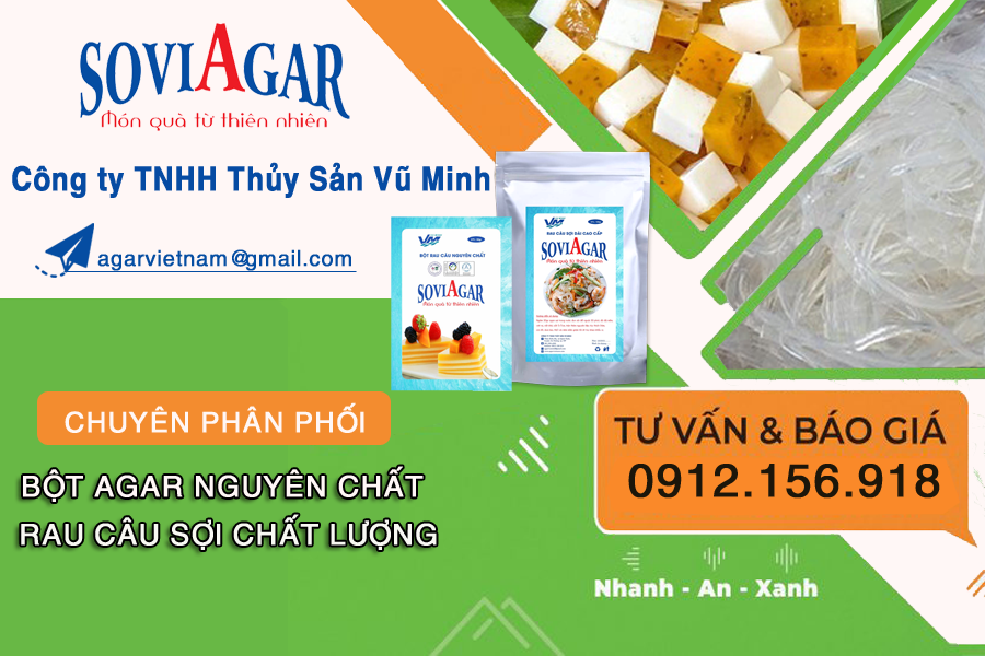 Công ty phân phối bột agar chuyên chất, rau câu sợi chất lượng, giá tốt 