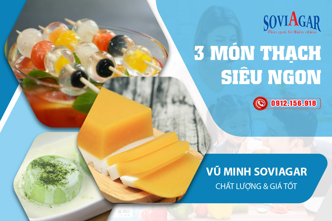 3 Món thạch siêu ngon, dễ làm ngay tại nhà với bột rau câu Vũ minh Soviagar