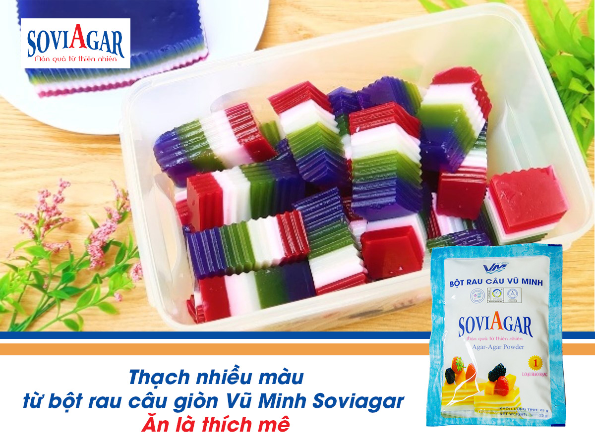 Thạch nhiều màu từ bột rau câu giòn Vũ Minh Soviagar - Ăn là thích mê