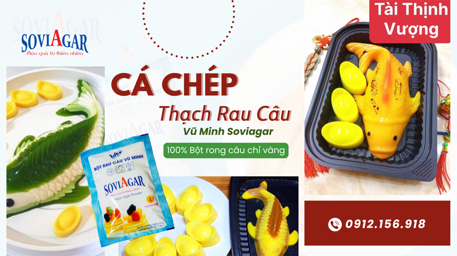 Làm thạch rau câu hình cá chép, thỏi vàng cúng ông công ông táo rước tài lộc