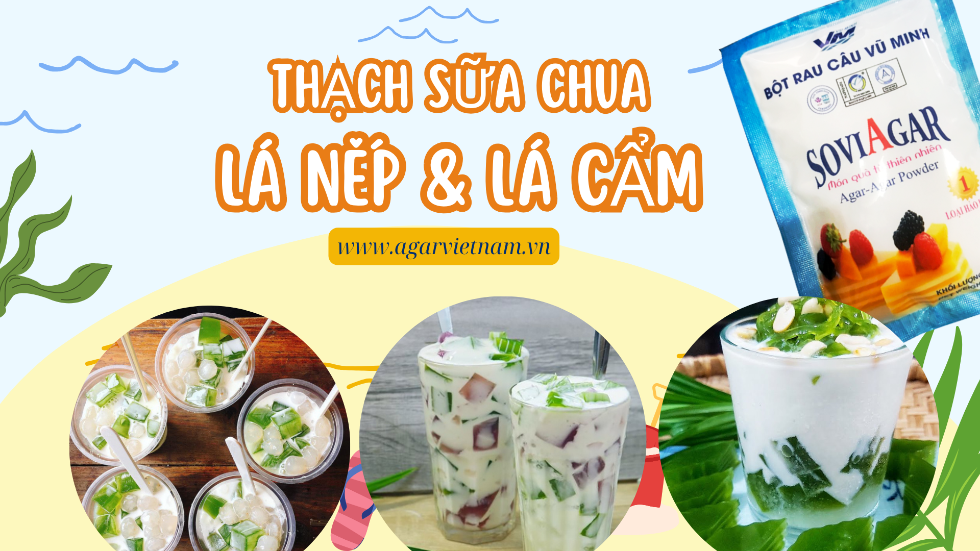Mát Lạnh Mùa Hè Với Thạch Sữa Chua Lá Dứa – Lá Cẩm Tím