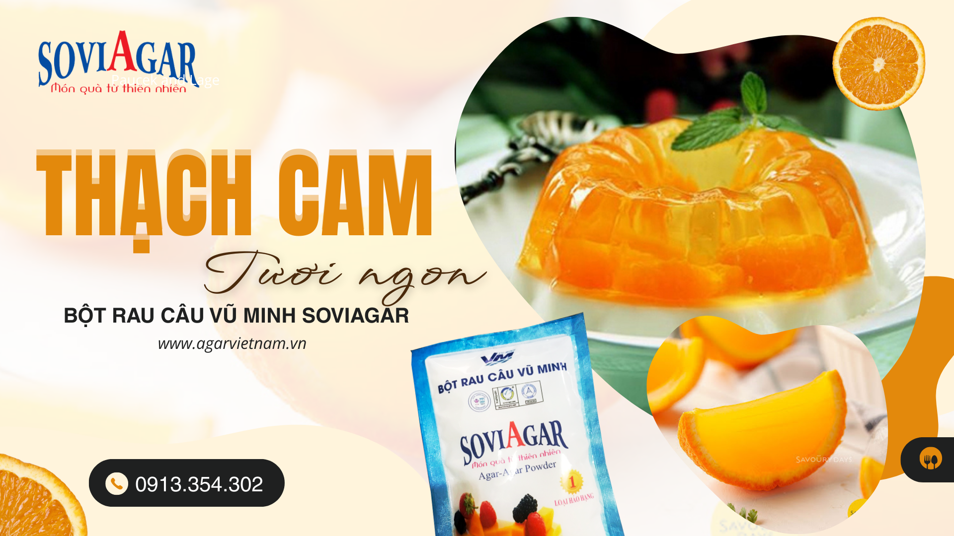 Thạch Cam Tươi Mát – Ngọt Lành Từ Bột Rau Câu Vũ Minh Soviagar