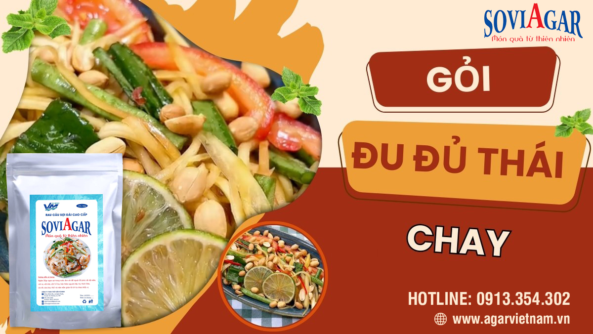 Gỏi Đu Đủ Thái Chua Cay Chay – Ngon Lành, Thanh Mát cùng Rau Câu Sợi Vũ Minh