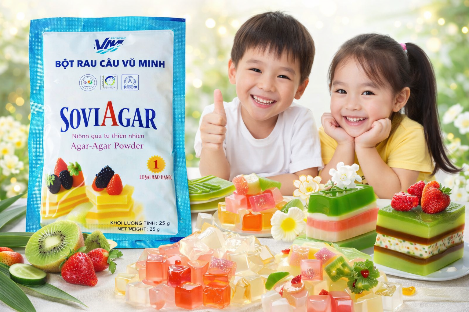 Bột làm thạch rau câu Vũ Minh SoviAgar – Nguyên liệu vàng cho món tráng miệng thanh mát, an toàn cho sức khỏe