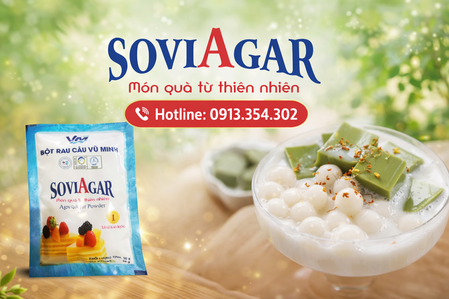 Chè Thạch Matcha Trân Châu Trắng Thơm Mát Từ Bột Rau Câu Vũ Minh SoviAgar