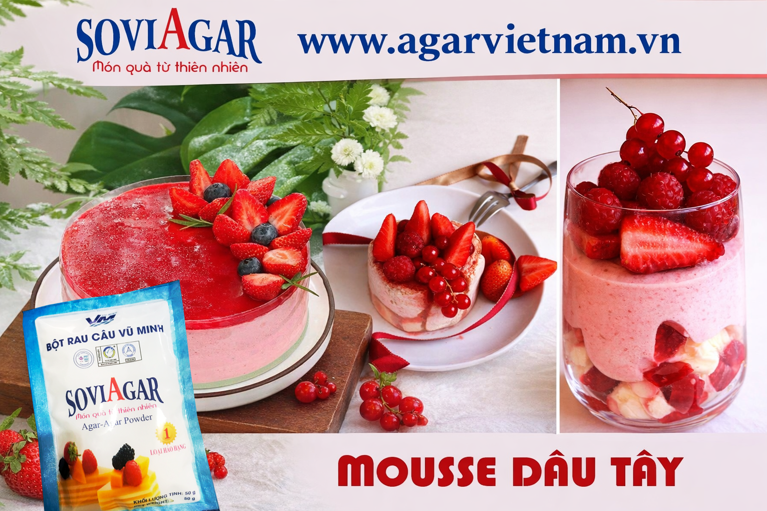 Cách Làm Thạch Dâu Tây Ngon Từ Bột Rau Câu Vũ Minh Soviagar