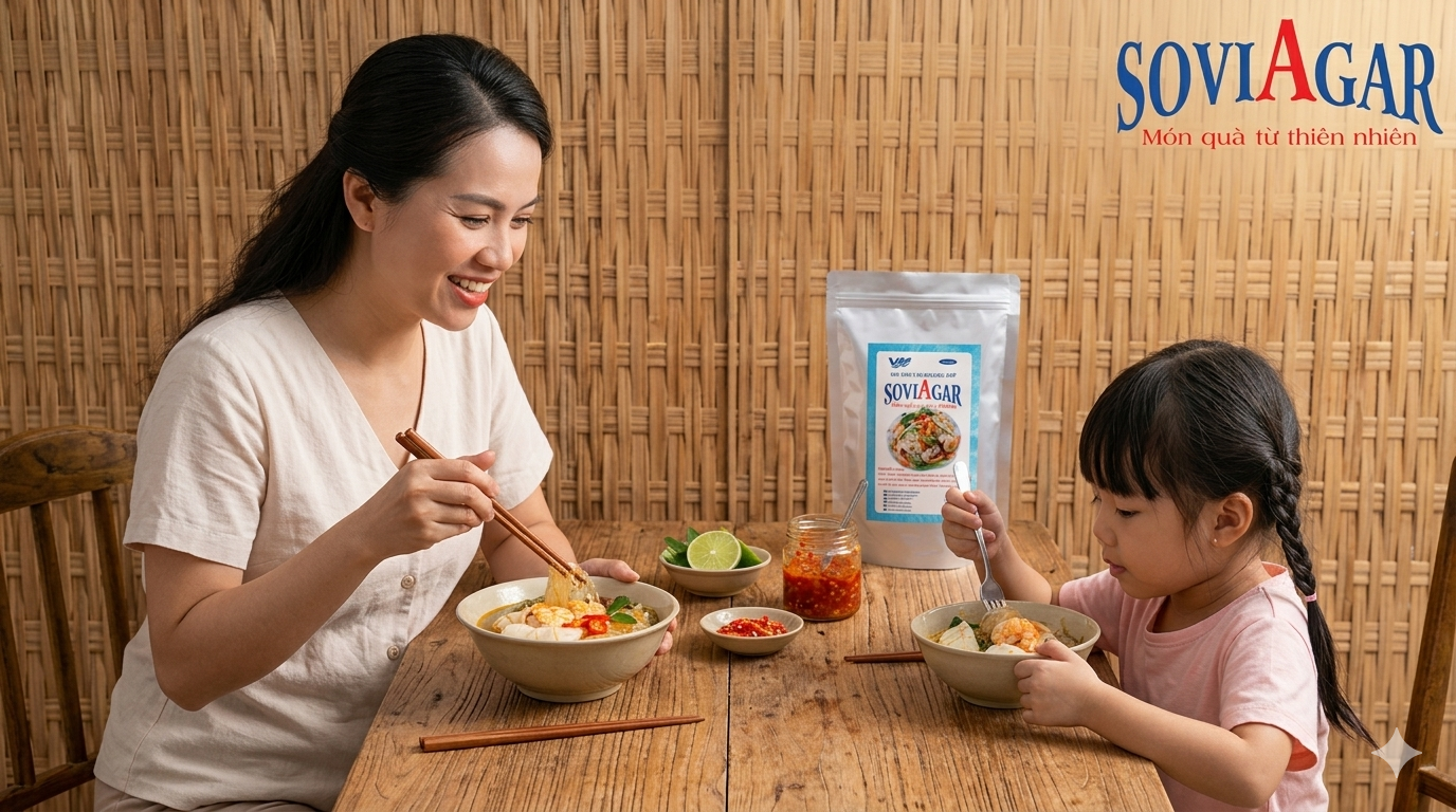 Trải nghiệm Miến Rau Câu Sợi Vũ Minh Soviagar Kiểu Thái Dai Giòn Sừn Sựt