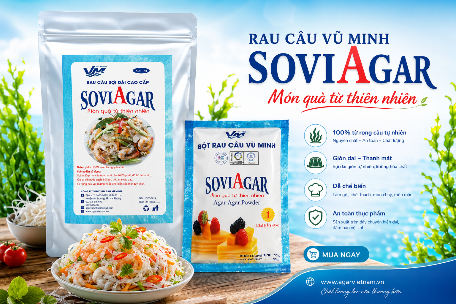Đại Lý Phân Phối Bột Rau Câu, Rau Câu Sợi Vũ Minh SoviAgar – Chiết Khấu Hấp Dẫn
