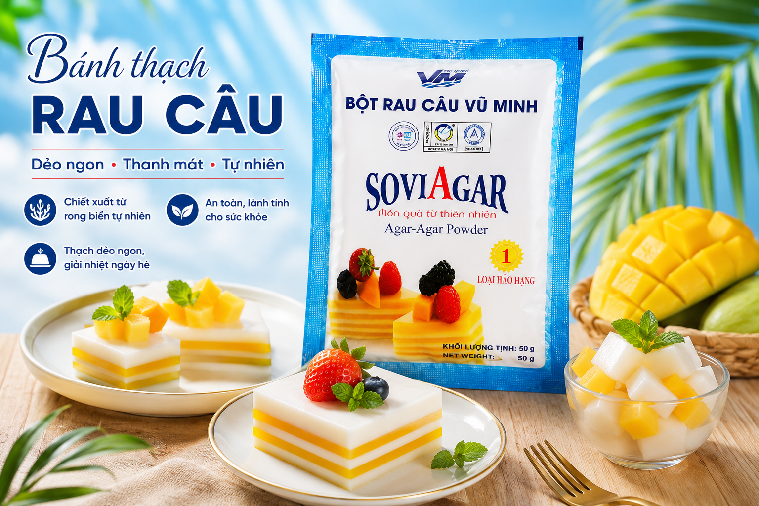 Bí Quyết Làm Bánh Thạch Rau Câu Tươi Mát, Đẹp Mắt Cùng Bột Rau Câu Vũ Minh Soviagar