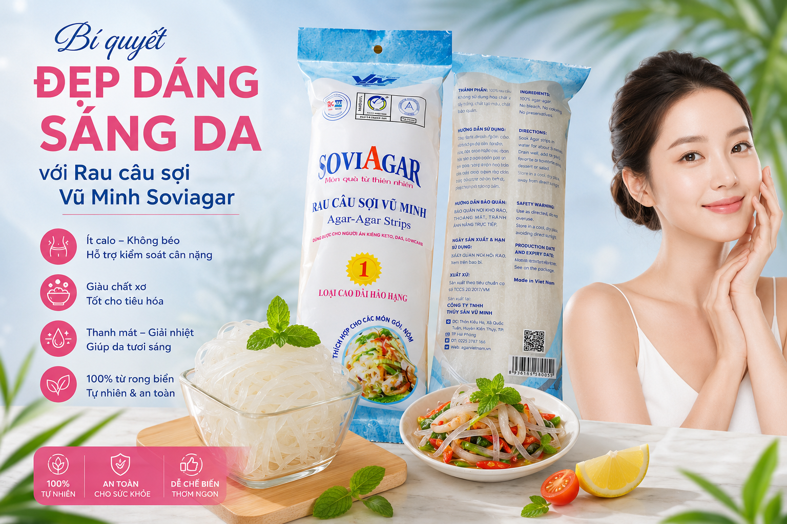 Bí Quyết Đẹp Dáng Sáng Da Với Rau Câu Sợi Vũ Minh Soviagar: "Vũ Khí" Giữ Gìn Thanh Xuân Từ Biển Cả