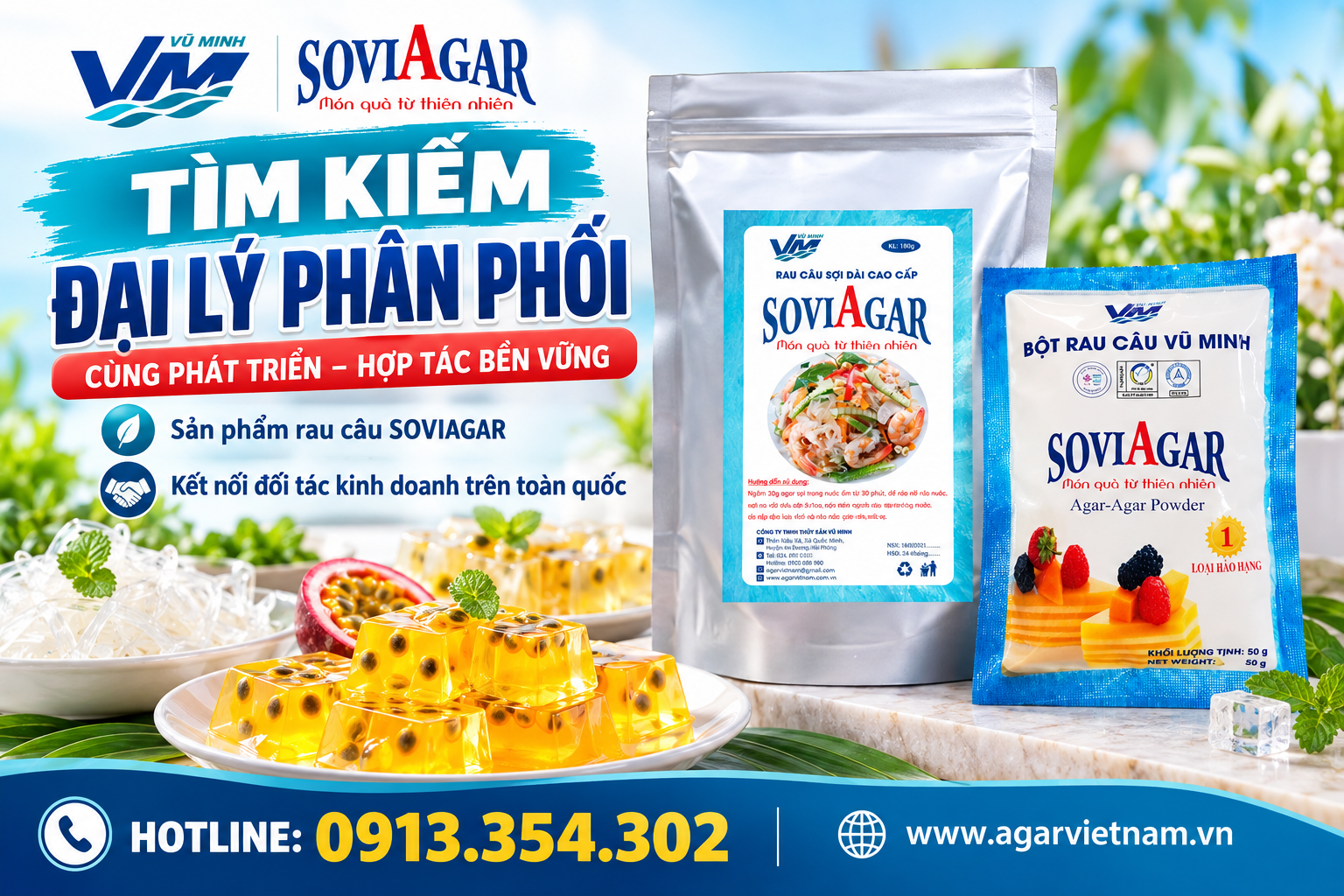 Tìm Đại Lý Phân Phối Bột Rau Câu SOVIAGAR Toàn Quốc – Cơ Hội Hợp Tác Kinh Doanh Cùng Vũ Minh