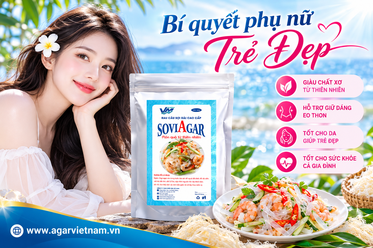 Rau Câu Sợi Dài SOVIAGAR – Bí Quyết Ăn Ngon, Sống Khỏe Và Chăm Sóc Vẻ Đẹp Từ Thiên Nhiên