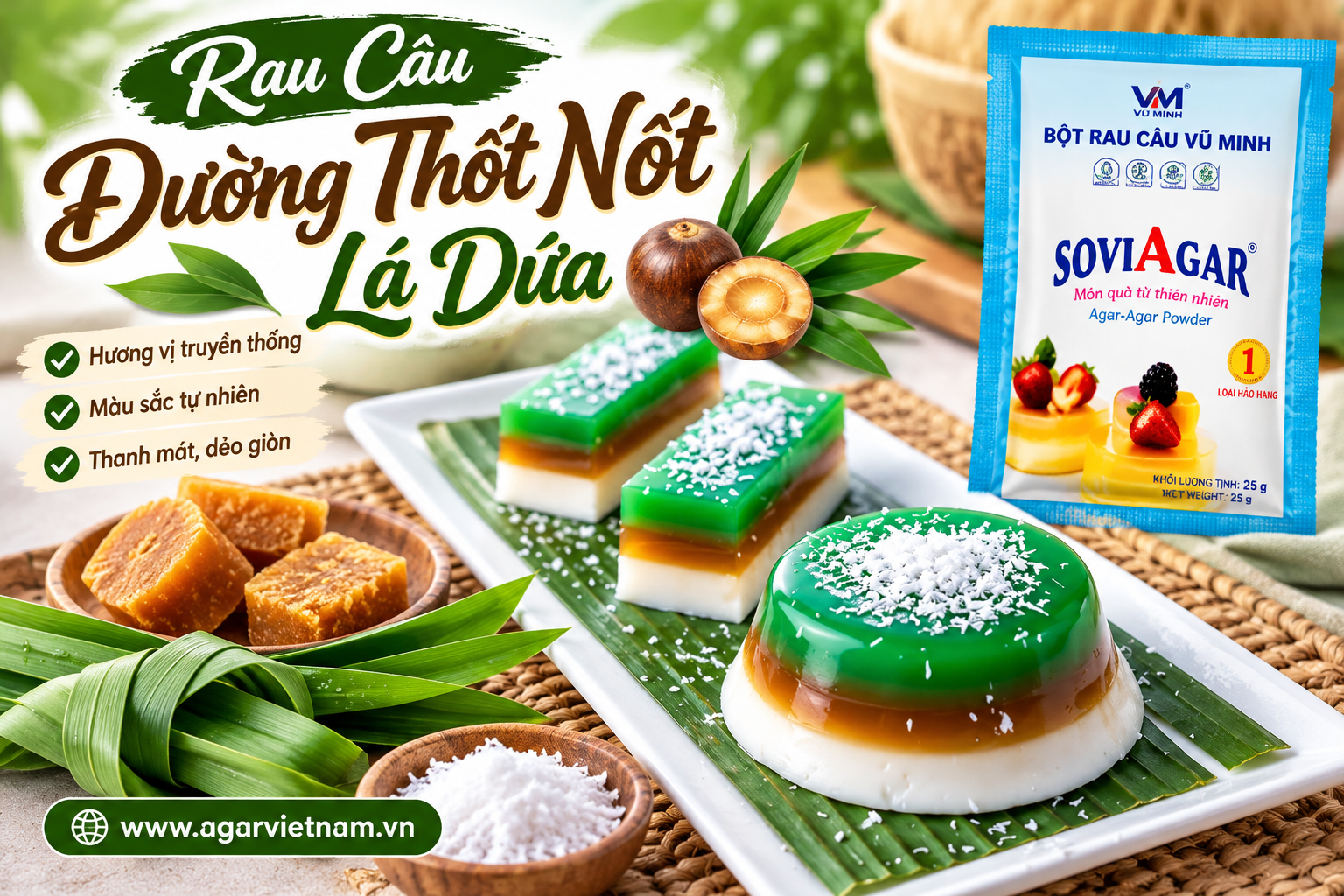 Cách Làm Rau Câu Đường Thốt Nốt Lá Dứa Thơm Ngon, Nhiều Lớp Đẹp Mắt  