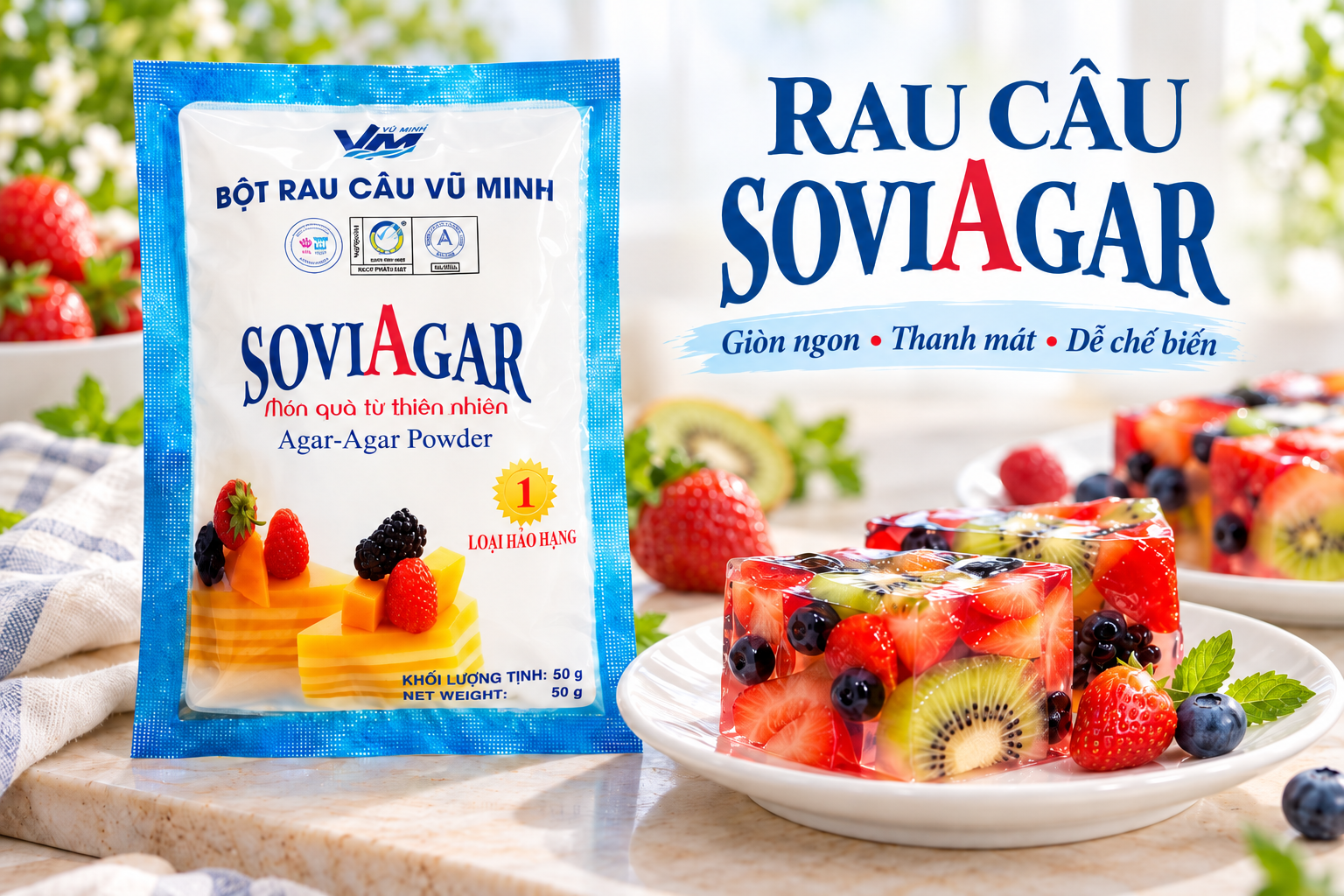 Thạch Rau Câu Hoa Quả – Giòn Ngon, Thanh Mát, Đẹp Mắt Với Bột Rau Câu SOVIAGAR