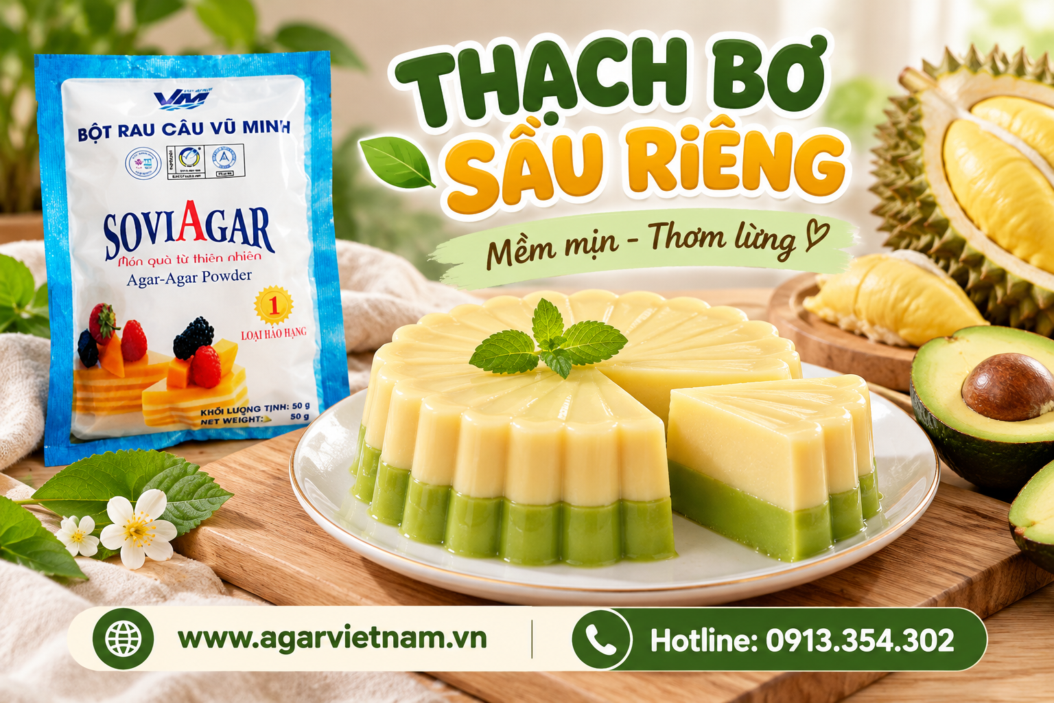 Cách Làm Thạch Bơ Sầu Riêng Thơm Béo, Mềm Mịn Tại Nhà