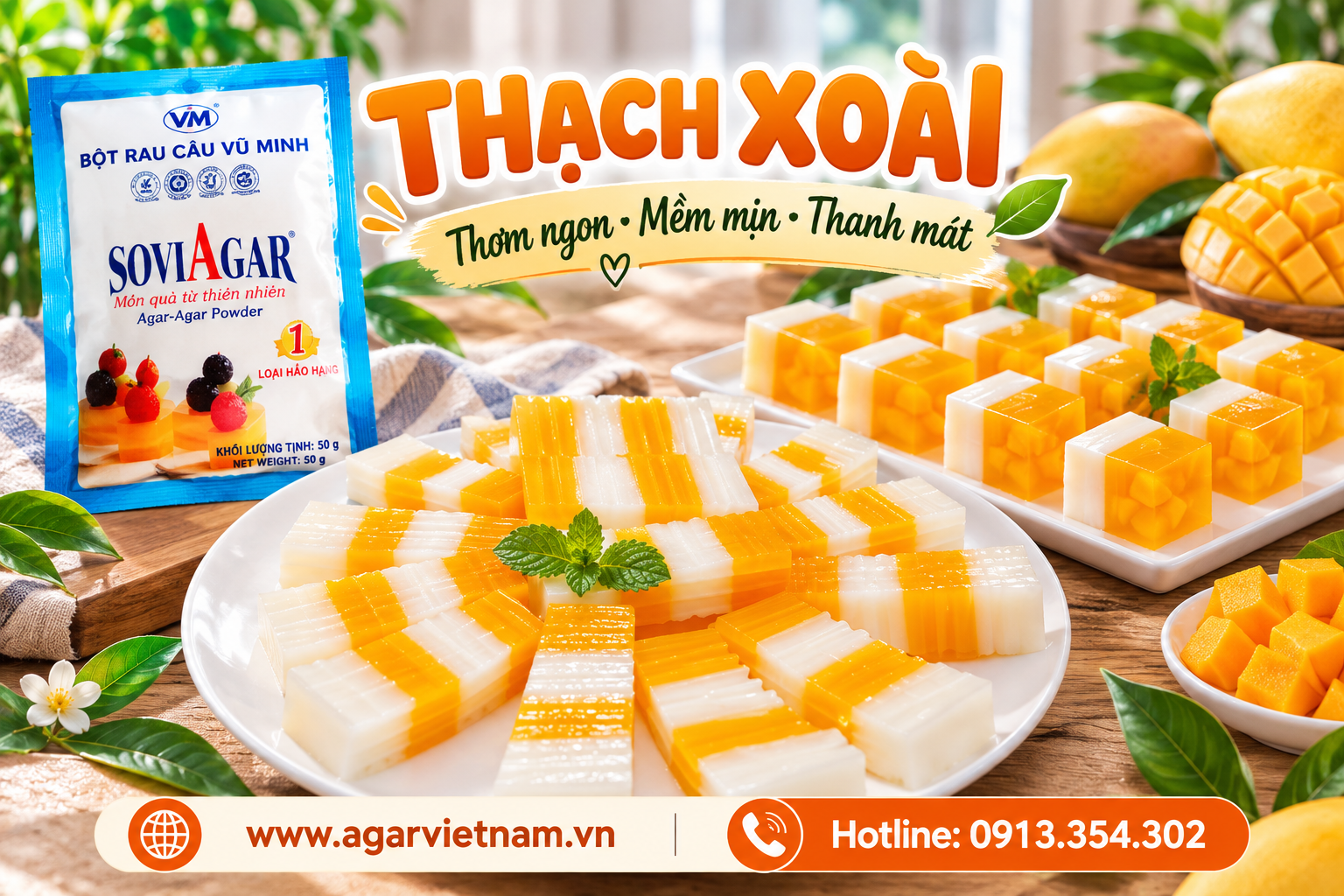 Bí Quyết Làm Thạch Xoài Hai Màu Dai Giòn, Vàng Óng Hấp Dẫn