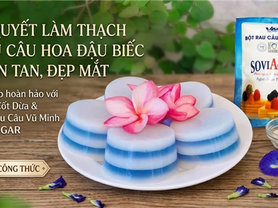 Thạch Rau Câu Nước Cốt Dừa Hoa Đậu Biếc Giòn Tan, Đẹp Mắt – Hương vị thơm ngon, thanh mát
