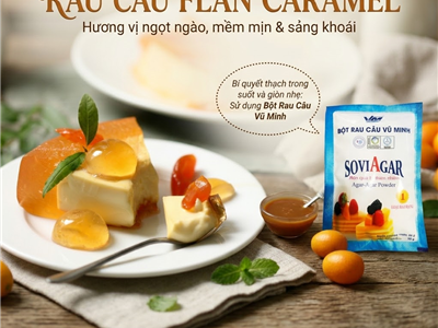 Rau Câu Flan Caramel Từ Bột Rau Câu Vũ Minh SoviAgar – Món Tráng Miệng Mềm Mịn Chinh Phục Mọi Thực Khách